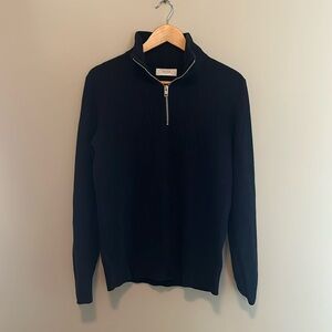 Navy Quarter-Zip Knit Sweater